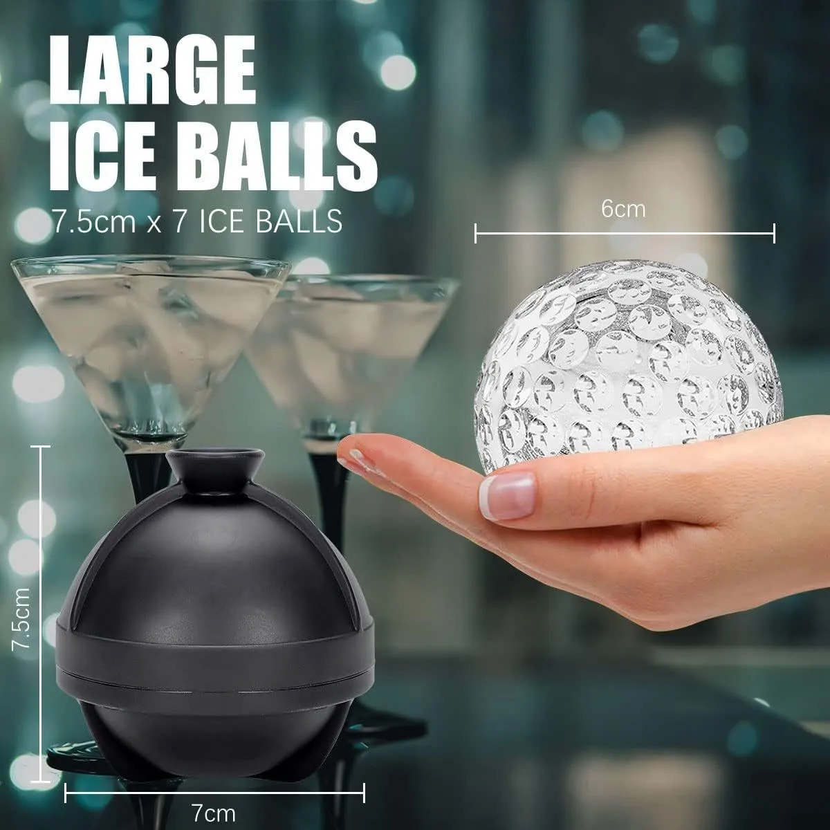 Ice Mold Sphere - เครื่องทําลูกบอลน้ําแข็งซิลิโคนเกรดอาหาร 3D เบสบอลกอล์ฟรูปร่างฮอกกี้พร้อมช่องทางในตัวปล่อยง่ายไม่มีแม่พิมพ์ทรงกลมพลาสติก