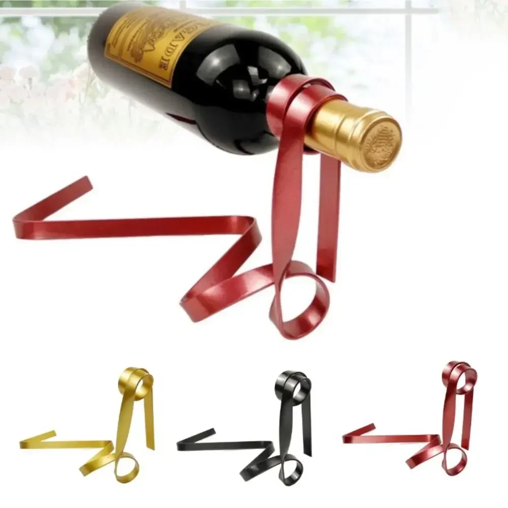 Home Bar And Cabinet - ชั้นวางไวน์แบบแขวนลอยสุดสร้างสรรค์พร้อมริบบิ้นสีสันสดใส ที่วางขวดไวน์แบบตั้งโต๊ะ ตู้เก็บไวน์ ขาตั้ง ชั้นวางของตกแต่งบ้านสไตล์วินเทจ