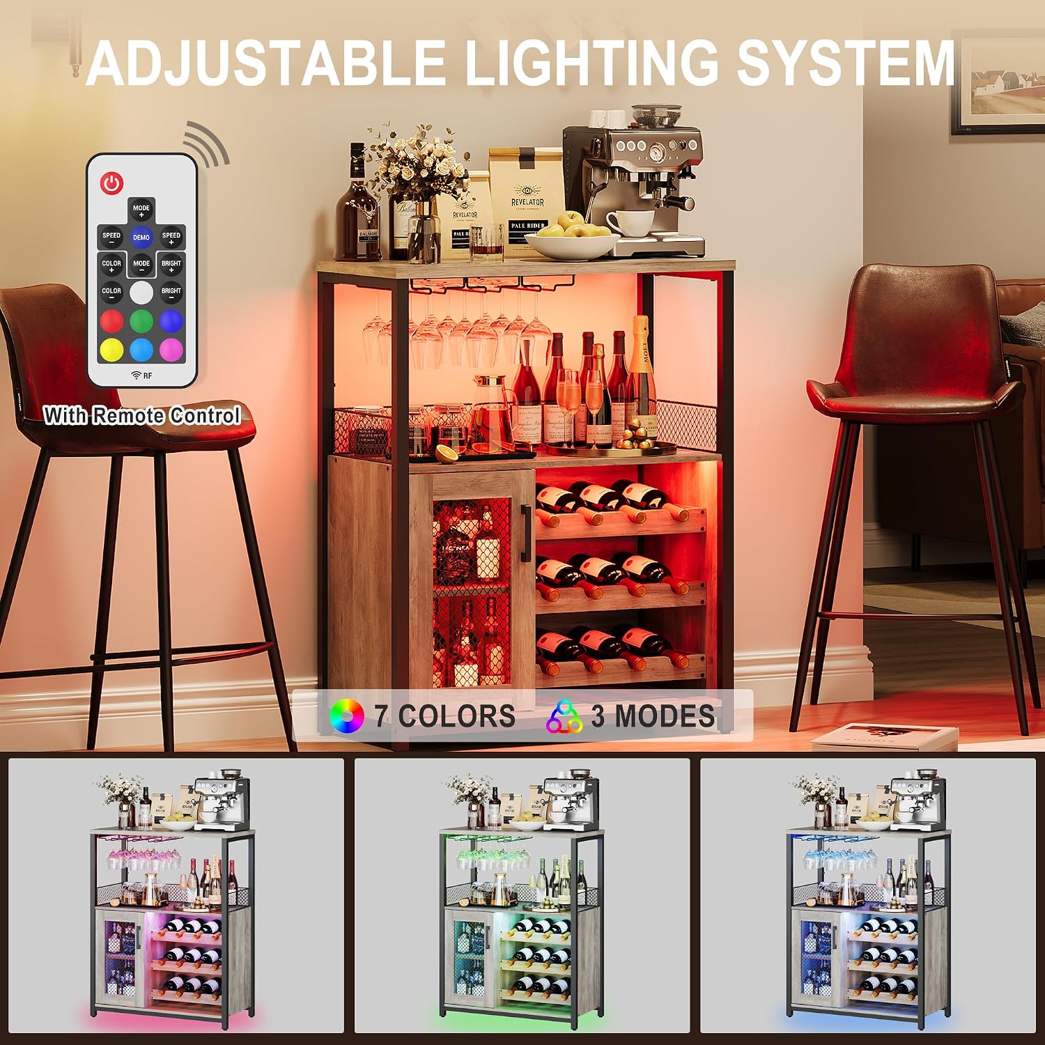 ตู้เก็บไวน์ 3 ชั้น พร้อมไฟ LED - Home Bar And Cabinet บทวิจารณ์และราคา