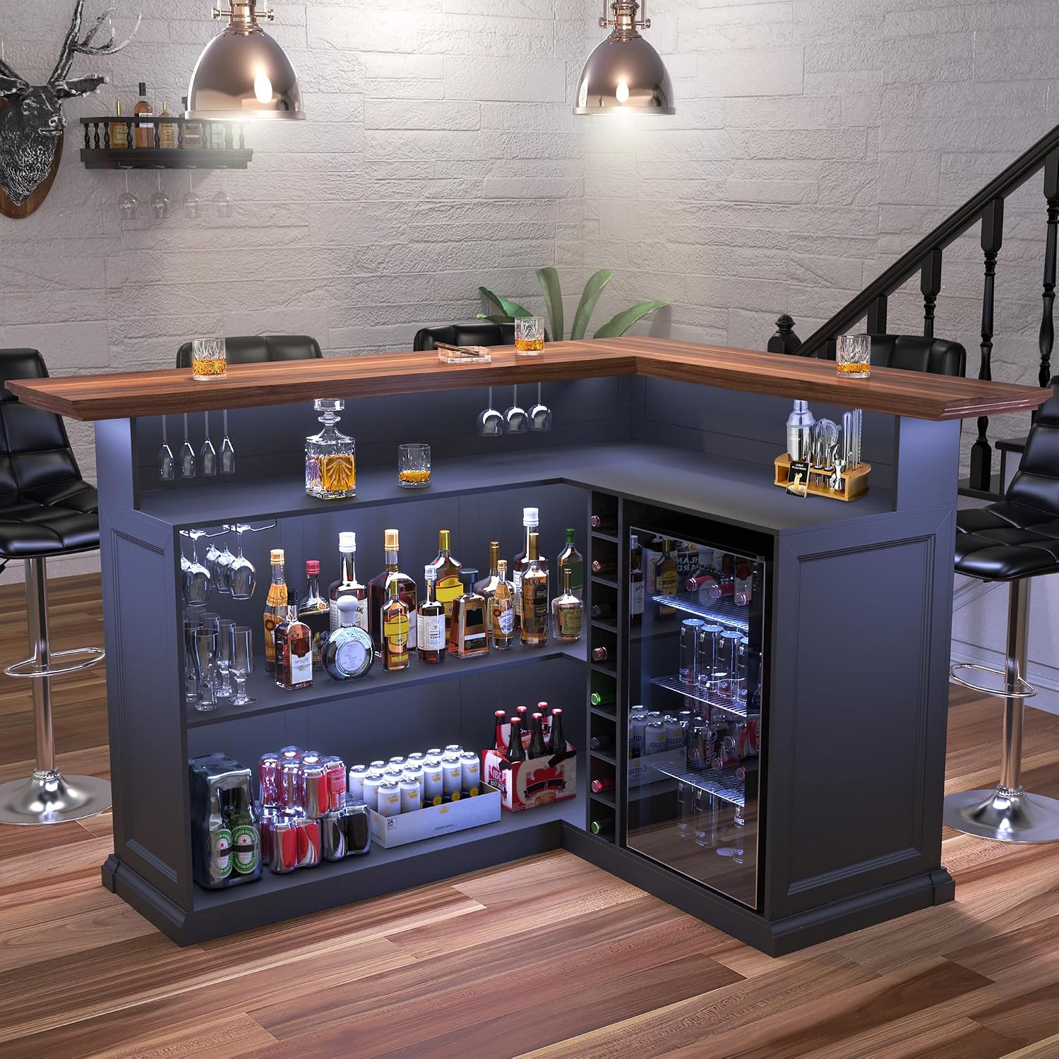 ตู้บาร์รูปตัว L พร้อมพื้นที่สำ - Home Bar And Cabinet บทวิจารณ์และราคา